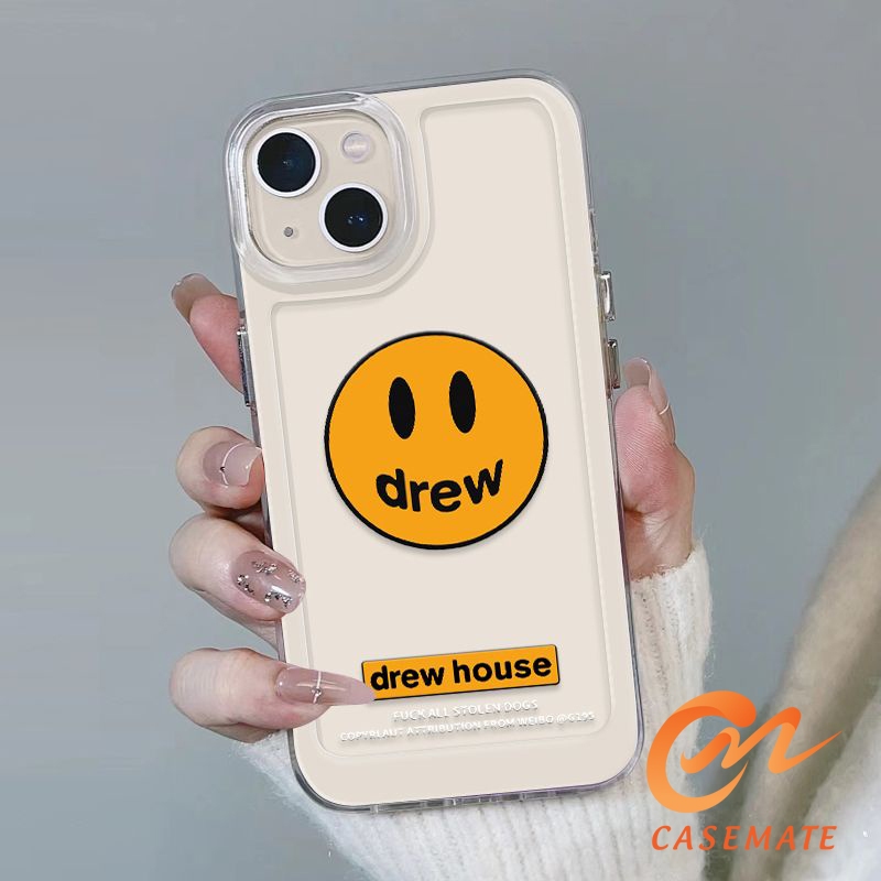 Ốp Lưng iPhone Nhựa Silicon Trong Suốt Viền Vuông, Mặt Cười Drew House iP 7Plus,8plus,x,xs,xsmax,11,12,13,14,Pro,ProMax