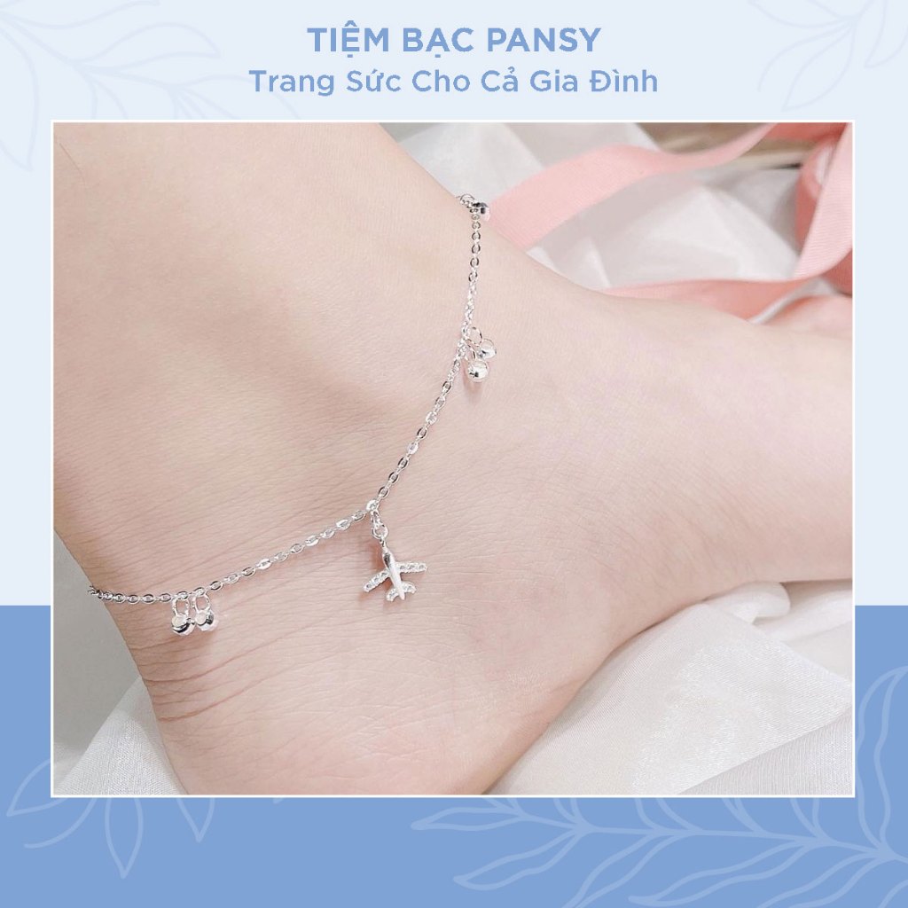 Lắc chân bạc nữ PANSY treo charm máy bay xinh xắn - Vòng chân nữ bạc ta thật cá tính