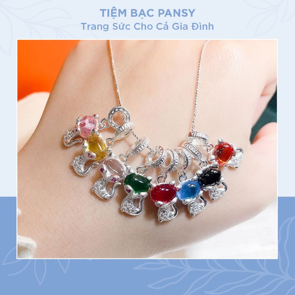 Dây chuyền bạc nữ PANSY mặt Hồ ly đá đủ màu - Vòng cổ nữ ý nghĩa phong thuỷ tình duyên chất liệu bạc ta cao cấp