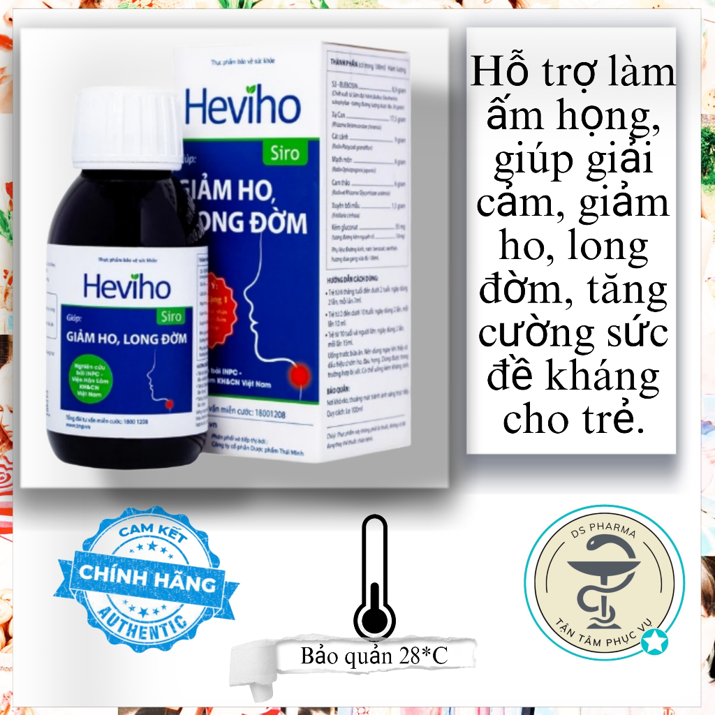 Siro Heviho Thái Minh giảm đau rát họng, giảm ho, long đờm (100ml)