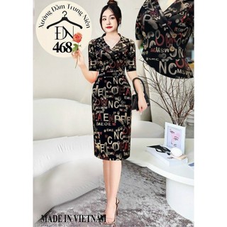 Đầm trung niên tặng mẹ dự tiệc sang trọng chất liệu poly chính phẩm co giãn, dày dặn, có túi, dáng suông T1