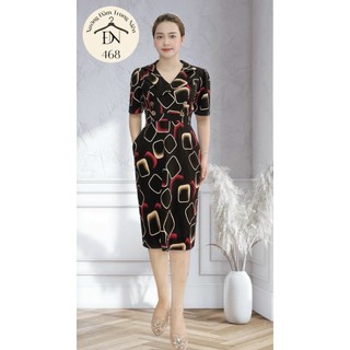 Đầm trung niên thiết kế dáng ôm body,dự tiệc poly 2 da cao cấp, co giãn, mềm mại, sang trong,thanh lịch bigsize M468