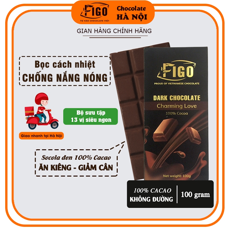 [Chính hãng] Socola đen nguyên chất 100% Cacao không đường Thanh 100gr | Dark Chocolate 100% Cacao Ăn kiêng, Giảm cân