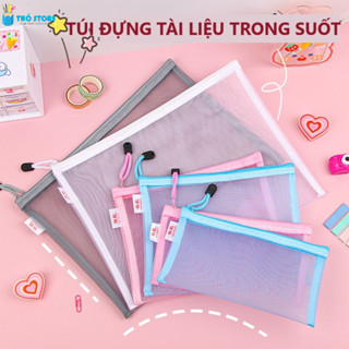 Túi đựng tài liệu, túi đựng bút, túi đựng mỹ phẩm, Clearbag dạng lưới trong, túi đa năng, , đủ size A4, A5, A6 đa màu