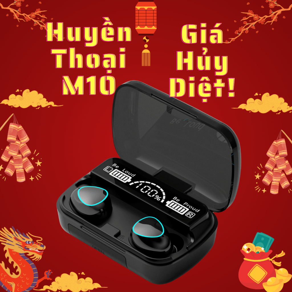 [XẢ LỖ] Tai Nghe Bluetooth M10 Pro Phiên Bản Nâng Cấp Pin Trâu, Nút Cảm Ứng, Tự Động Kết Nối, Chống Nước, BH 6 Tháng