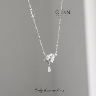 Dây chuyền Only One, dây chuyền tim tết nơ đính đá bạc 925 Quinn Jewelry