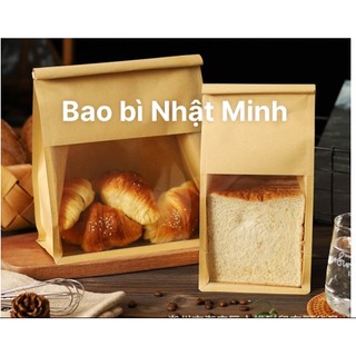 Túi giấy cuộn kẽm màu VÀNG đựng bánh kẹo, bánh mỳ có kẹp nhôm có cửa sổ nhìn được sản phẩm bên trong