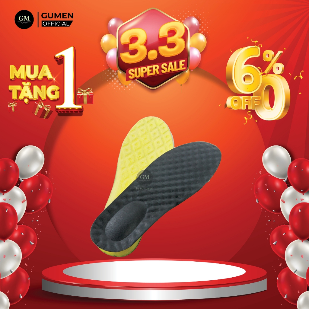 Lót Giày Nam GUMEN Đệm Cao Su Non Êm Chân Tăng Chiều Cao 2cm