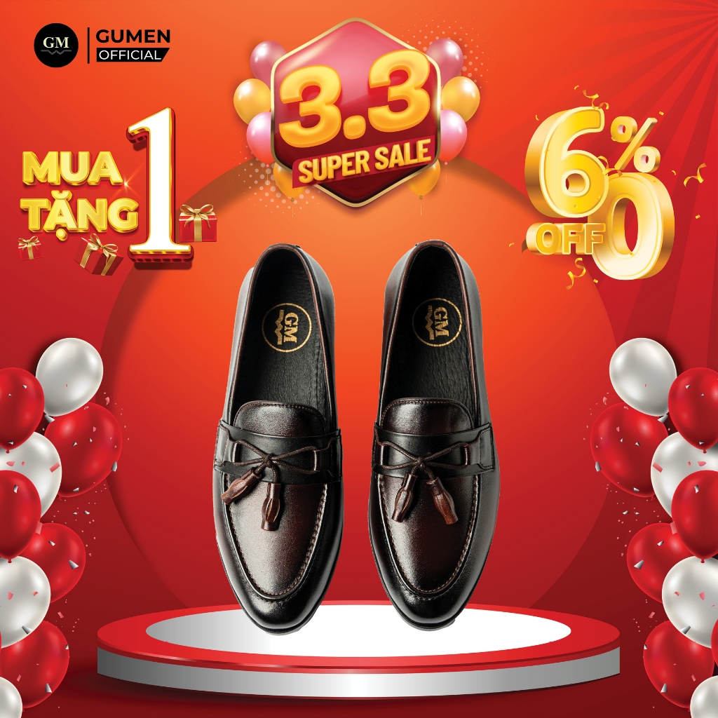 Giày Lười Nam Da Bò GUMEN GL09 Loafer Công Sở Đai Ghi Đế Khâu Thủ Công Cao Su Đúc Nguyên Khối Cao Cấp Thời Trang