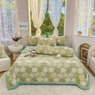 Bộ chăn ga gối cotton đũi thô , chất vải mềm mịn - mẫu kẻ hot tren