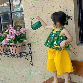 Bộ quần áo bé gái- Bộ đồ bé gái 2 dây bèo chun ngực họa tiết hoa dễ thương cho bé gái từ 1 tuổi đến 5 tuổi