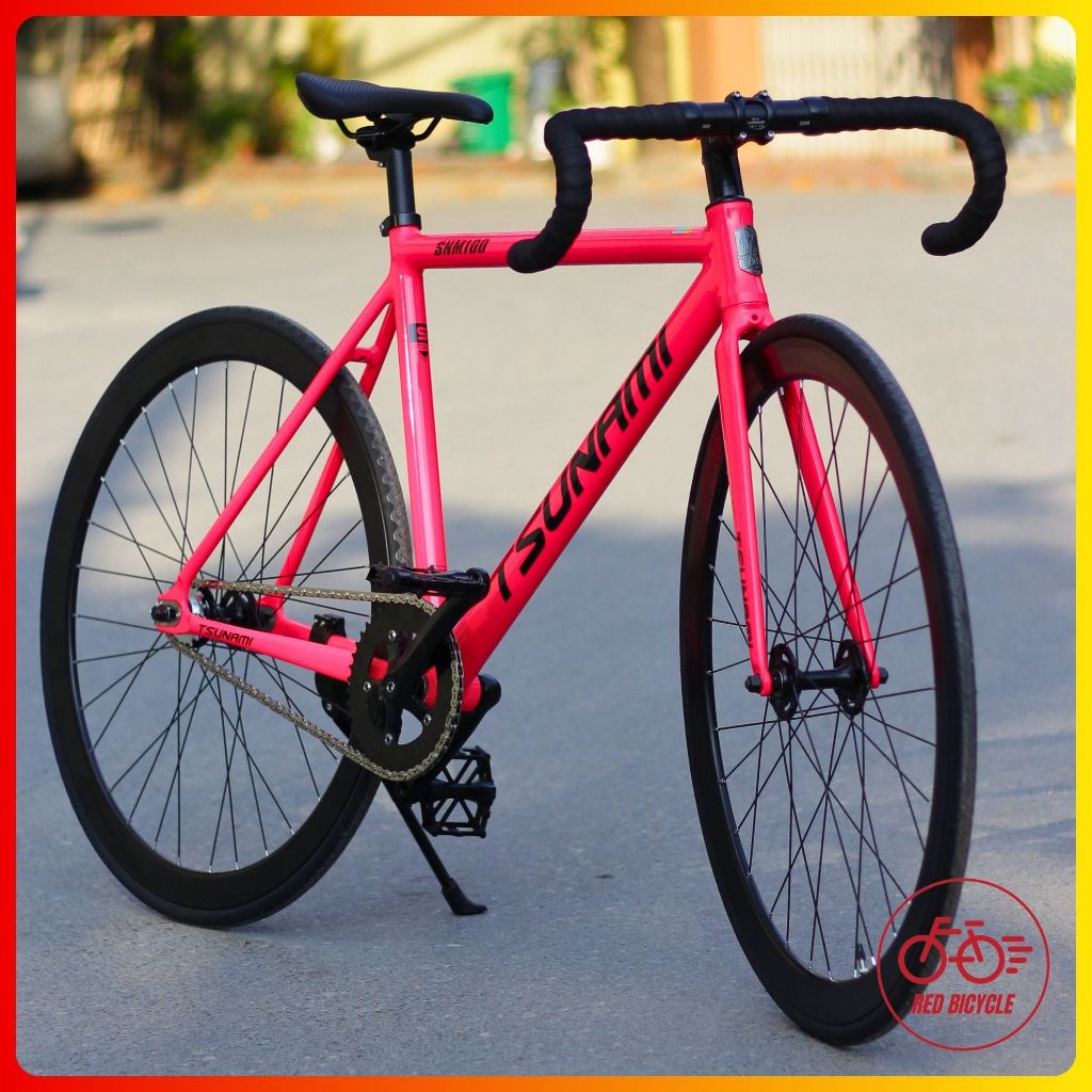 Xe Đạp Fixed Gear Tsunami SNM100 Màu Hồng Neon - Khung Không Mối Hàn Siêu Nhẹ Phiên bản 2026