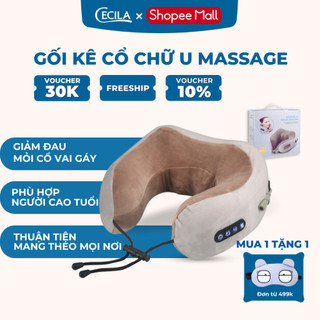 Gối kê cổ chữ U massage CECILA cao su non tiện dùng trong văn phòng hoặc đi tầu xe, đi du lịch