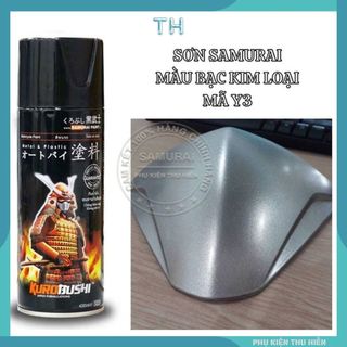 Sơn Xịt Samurai chuyên dùng cho xe máy bạc kim loại Y3 chống cháy, chống rạn nứt, vòi xịt chống chảy