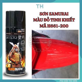 Sơn Xịt Samurai chuyên dùng cho xe máy màu đỏ tinh khiết H661-200 chống cháy, chống rạn nứt, vòi xịt chống chảy