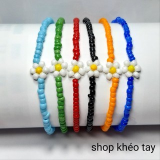 Vòng tay hạt cườm hoa cúc đơn giản dễ thương