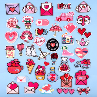  Sticker ủi nhiệt thêu LOGO trái tim tình yêu hoa valentine - Miếng dán trang trí quần áo N82 