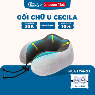 Gối kê cổ U Cecila cao su non mềm mại đàn hồi tốt, vỏ mềm mịn êm ái thoáng khí dành cho dân văn phòng, du lịch