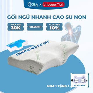 Gối ngủ nhanh cao su non vỏ sợi tre CECILA chống đau mỏi vai gáy, hỗ trợ ngủ nhanh