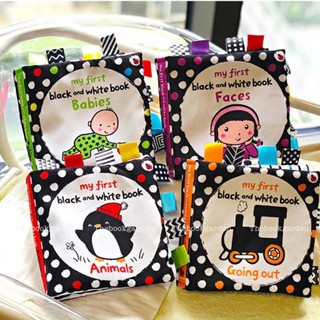 Sách - sách vải đen trắng cho bé my fist black and white book 4 cuốn