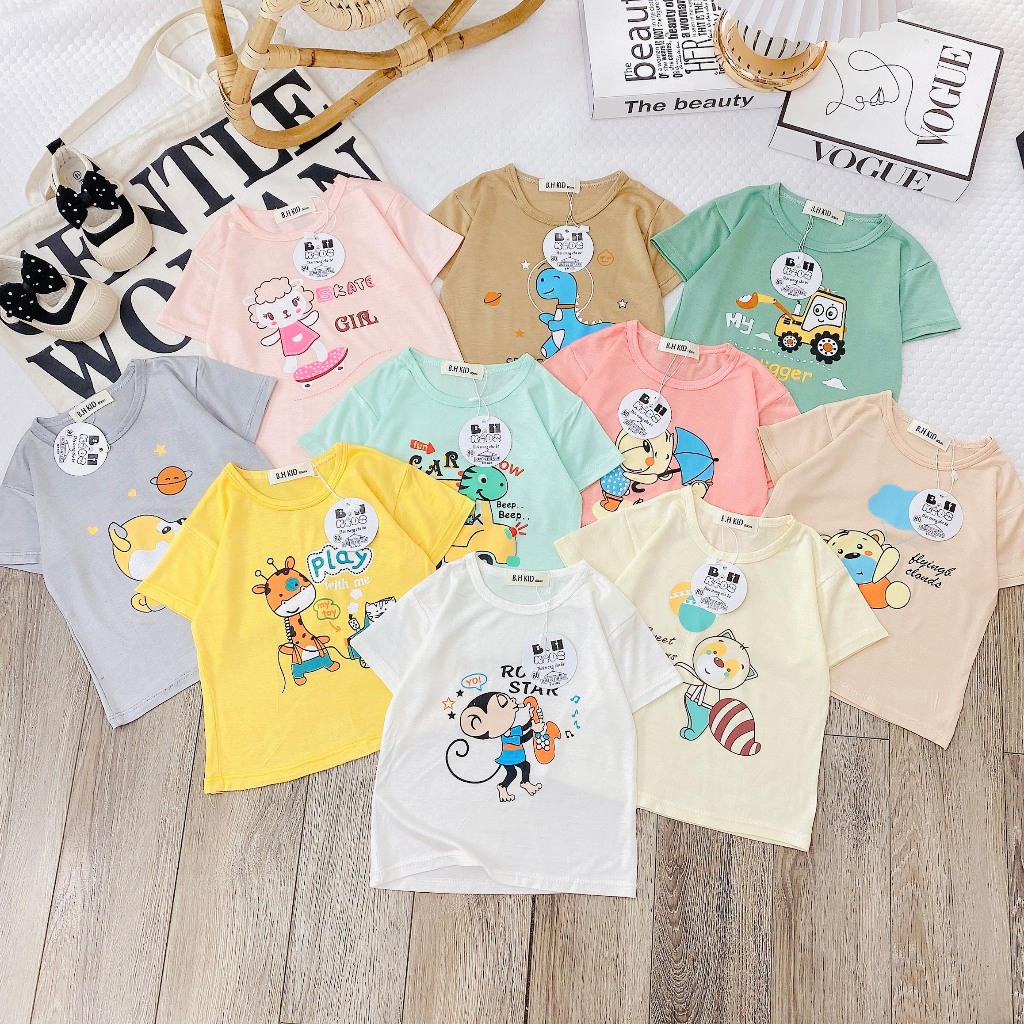 Áo Cộc Tay Thun Lạnh In Hình Bụng Mềm Mại Hàng B.H Kids Cho Bé