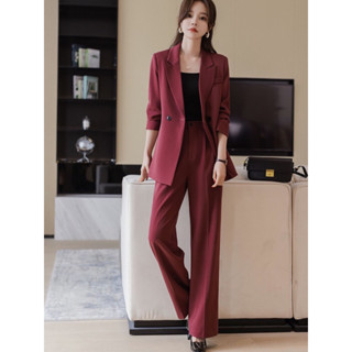 Set Bộ Vest Blazer Quần Ống Rộng Cao Cấp