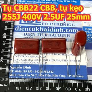 10 con Tụ CBB22 CBB tụ kẹo nâu đỏ 255J 400V 2.5UF D=25mm kde4113