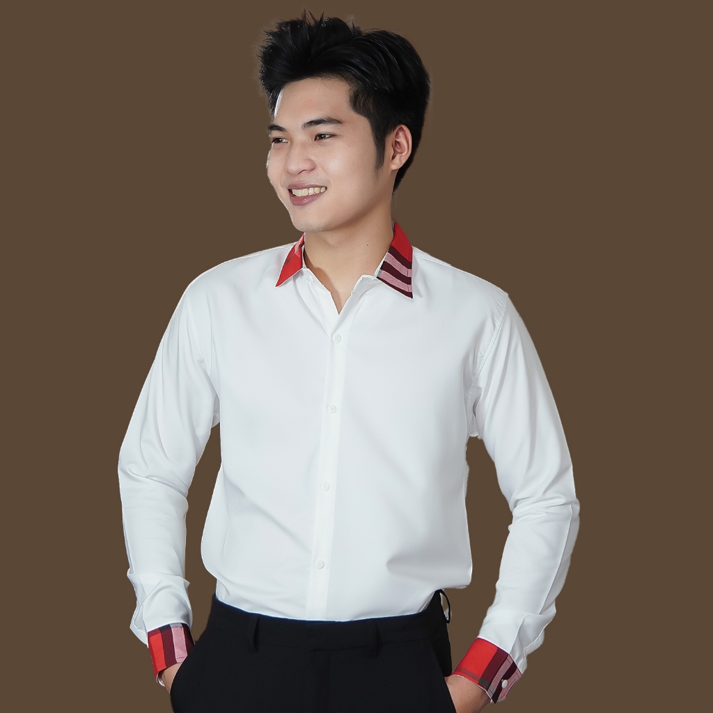 Áo sơ mi nam tay dài phối màu 4YOUNG SM203