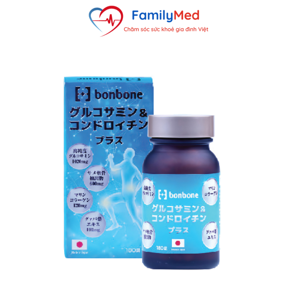 Viên uống bổ xương khớp bonbone Glucosamine & Chondroitin Plus – Hộp 180 viên