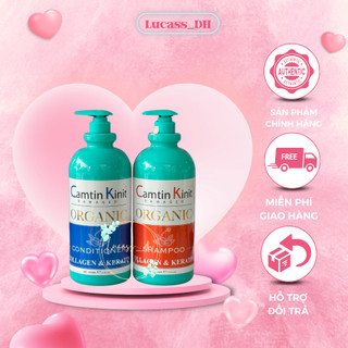 Cặp gội - xả organic collagen & keratin camtin dưỡng ẩm kích thích mọc tóc 2000ml