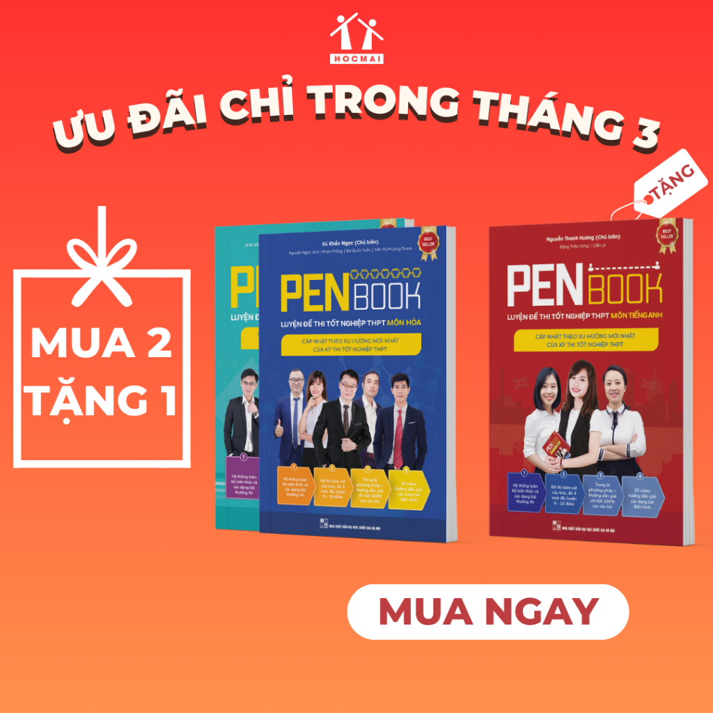 [Mua 2 tặng 1] Combo sách KHỐI D7 PENBOOK - Luyện đề thi tốt nghiệp THPT, luyện thi Đại Học bản 2024 môn Toán, Hóa, Anh