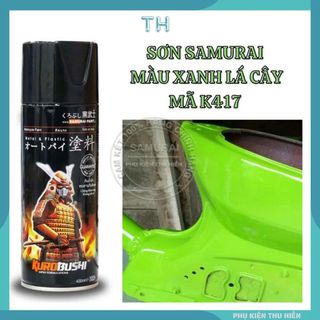 Sơn Xịt Samurai chuyên dùng cho xe máy màu xanh lá cây K417 chống cháy, chống rạn nứt, vòi xịt chống chảy