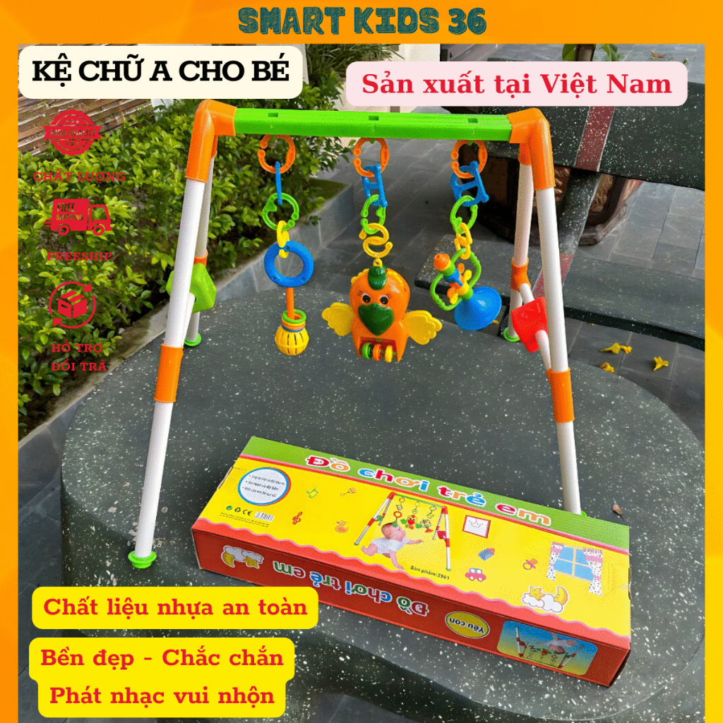 (Ảnh+Video thật)Kệ Chữ A Phát Nhạc Hình Con Vẹt Cho Bé Yêu Hàng Việt Nam An Toàn Cho Bé - Smart Kid