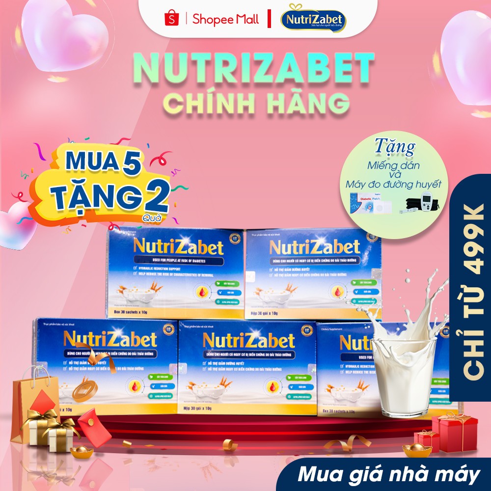 Combo 5 Hộp Sữa Hạt Tiểu Đường NutriZabet - Giúp Ổn Định Đường Huyết, Ngăn Ngừa Biến Chứng, Tăng Cường Đề Kháng