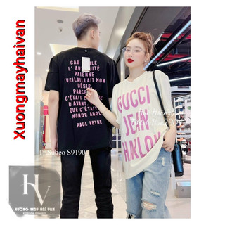 Hv - áo phông thụng gg jean haslow chữ hồng, áo phông thụng nam nữ unisex