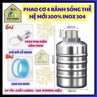Phao cơ chống tràn 4 rãnh sóng thế hệ mới 100% inox 304, phao cơ thông minh ống phi 21