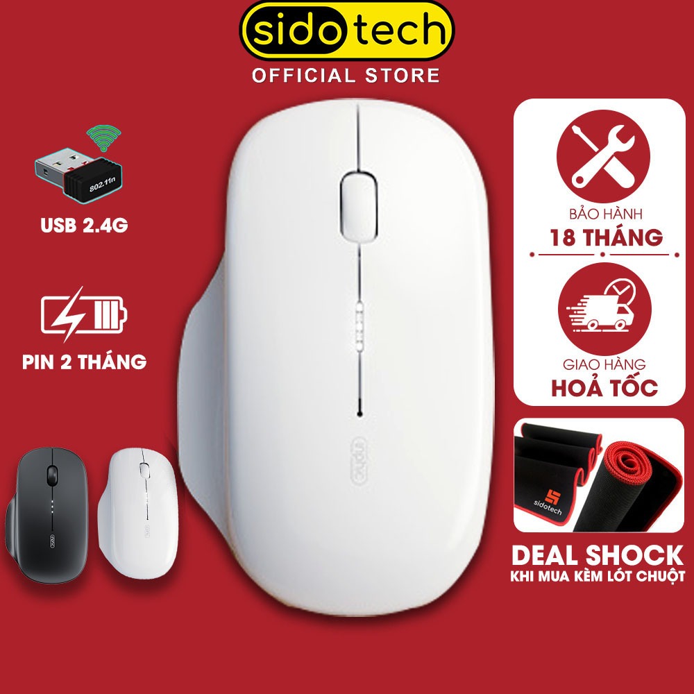 Chuột máy tính không dây SIDOTECH INPHIC M1 wireless 2.4G pin sạc silent chống ồn công thái học laptop táo pc hiển thị