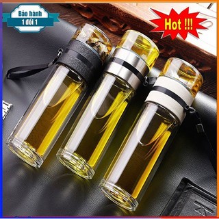 Bình Thủy Tinh Pha Trà Có Lõi Lọc Inox 304, Dung Tích 400 ML