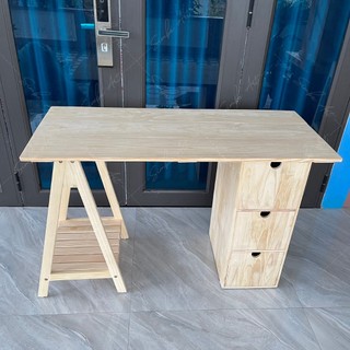 Bàn làm việc, bàn học tập phong cách Thiết kế gỗ tự nhiên, màu óc chó bàn dành cho sinh viên có kệ và hộc tủ sang trọng
