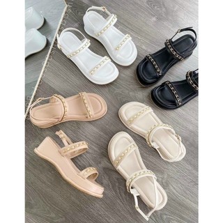 Sandal nữ quai viền xích cá tính đế cao 5 phân êm chân