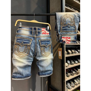 Quần SHORT JEAN nam chữ U màu xanh bạc chỉ nâu đồng 531-QS1631 mẫu mới 2024 K3 STORE
