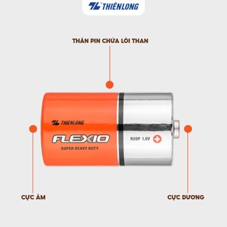 Combo 2 [ Vỉ 2 ] Pin Cacbon đại D Thiên Long Flexio BAC-R20/2