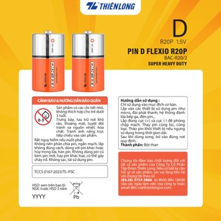 Combo 2 [ Vỉ 2 ] Pin Cacbon đại D Thiên Long Flexio BAC-R20/2