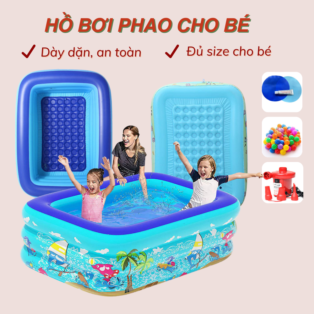 Bể Bơi Bốn Mùa KAW 3 Tầng, Phao Bơi Cho Bé Dày Dặn