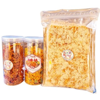 Combo 3 món 800gr (khô heo cháy tỏi 300g+khô gà lá chanh 300g+cơm cháy siêu chà bông 200g)