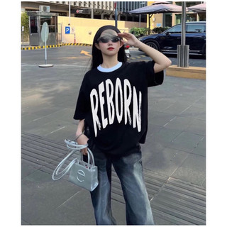 Áo thun Ringer REBORN chữ hồng cao cấp dày dặn 100% cotton Unisex nam nữ