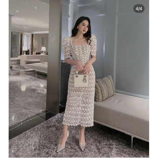 ĐẦM TRẮNG CỔ YẾM VẠT XÉO🤍