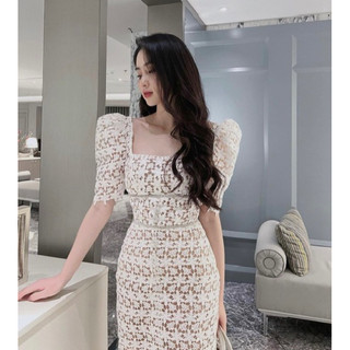 ĐẦM TRẮNG CỔ YẾM VẠT XÉO🤍