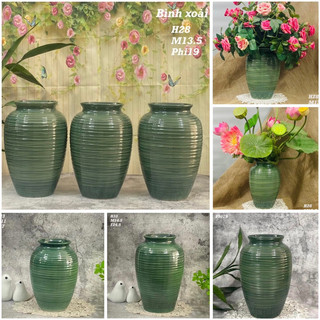 Lọ hoa gốm Bát Tràng dáng xoài cao 23cm/28cm/33cm, màu xanh ngọc