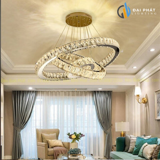 Đèn thả, đèn trần pha lê 3 chế độ led hiện đại trang trí decor phòng khách, phòng ngủ